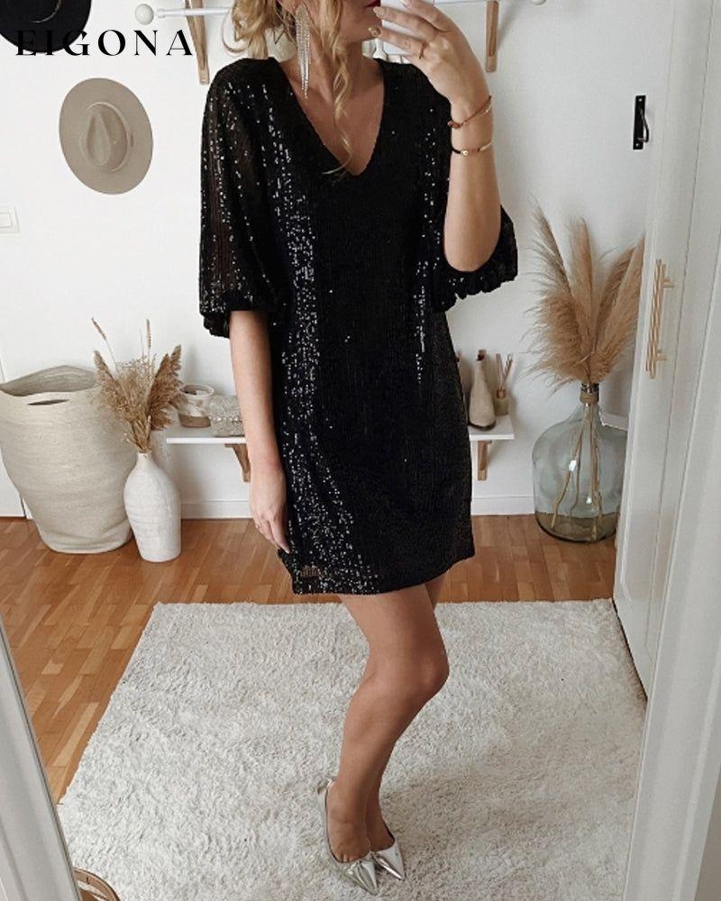 Sequin V-neck party Dress 2023 f/w 23BF Christmas Clothes Dresses Evening Dresses party dresses