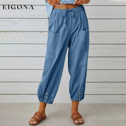 Casual Comfortable Trousers Blue best Best Sellings bottoms clothes Cotton And Linen pants Sale Topseller