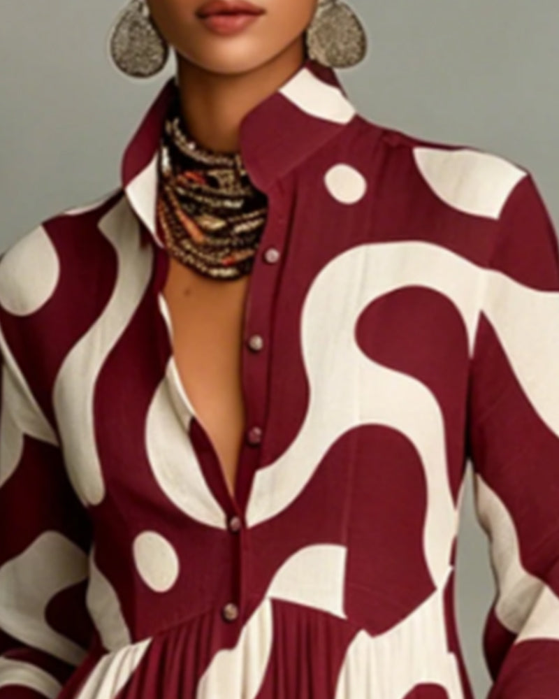 Button Pocket Print Dress