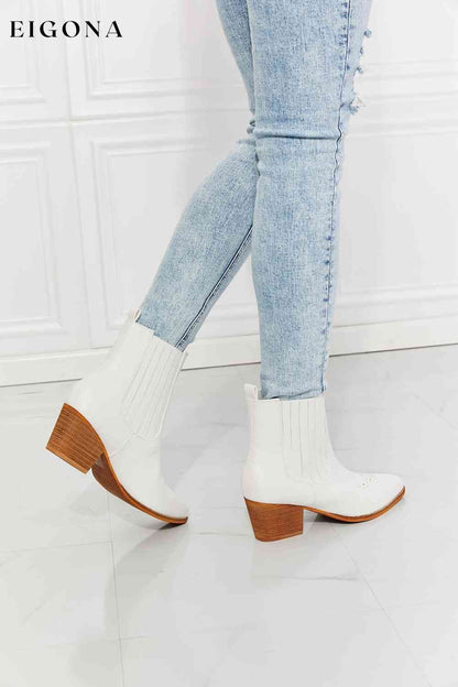 Love the Journey Stacked Heel Chelsea Boot in White Melody Ship from USA Shoes womens shoes