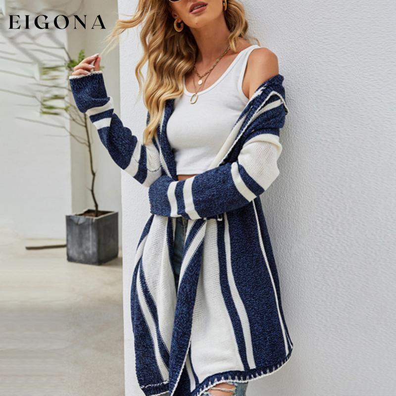 Casual Striped Hooded Cardigan best Best Sellings cardigan cardigans clothes Sale tops Topseller