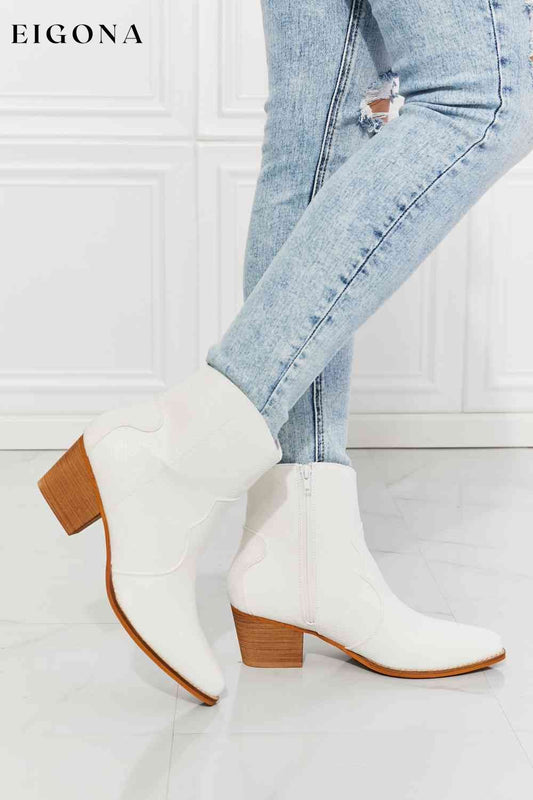 Town Faux Leather Western Ankle Boots in White White Clothes Melody Ship from USA shoes womens shoes