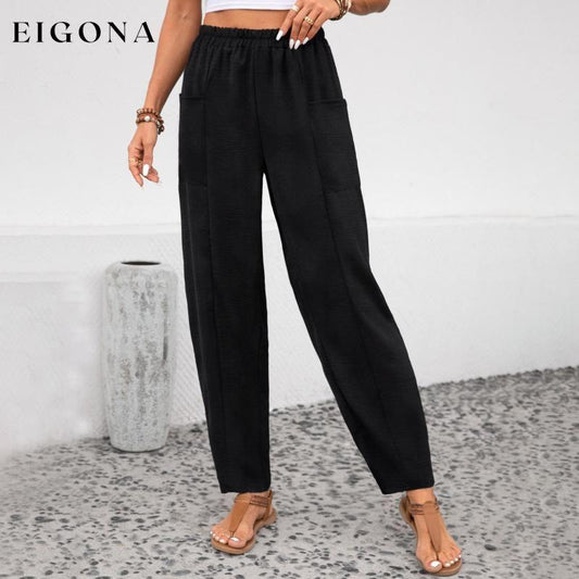 Casual Solid Color Trousers Black best Best Sellings bottoms clothes pants Sale Topseller