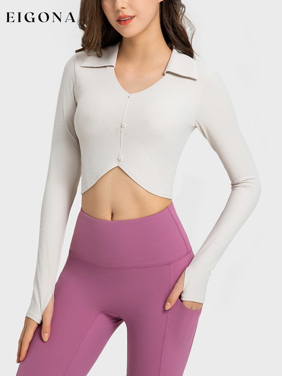 Long Sleeve Sports Top White activewear C-Thousand clothes Ship From Overseas