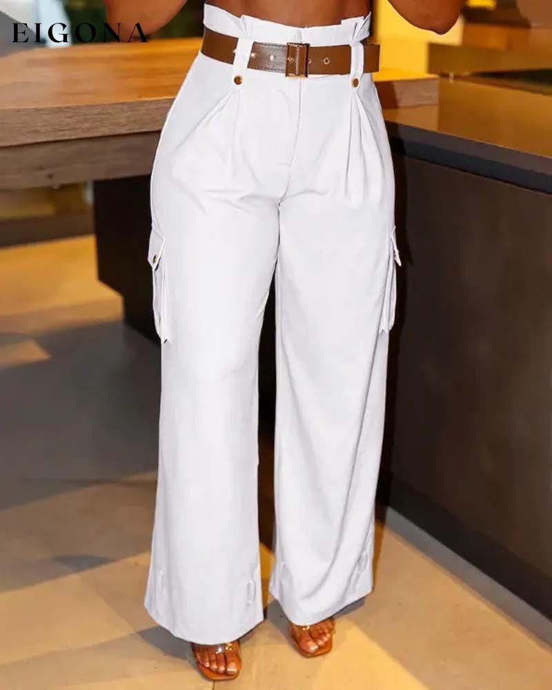 Solid color pocket casual cargo pants pants spring summer