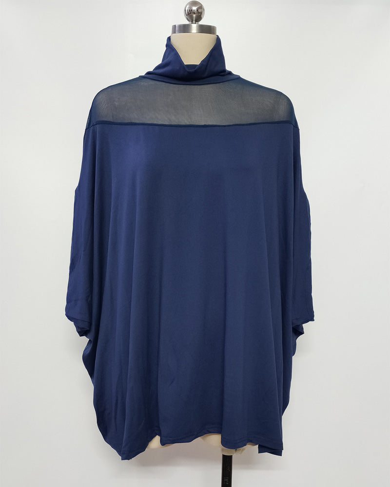 Sheer Cold Shoulder Dolman Sleeve Blouse