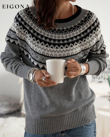 Sweaters with round neck and geometric print 23BF clothes discount pullovers SALE Sweaters sweaters & cardigans Tops/Blouses