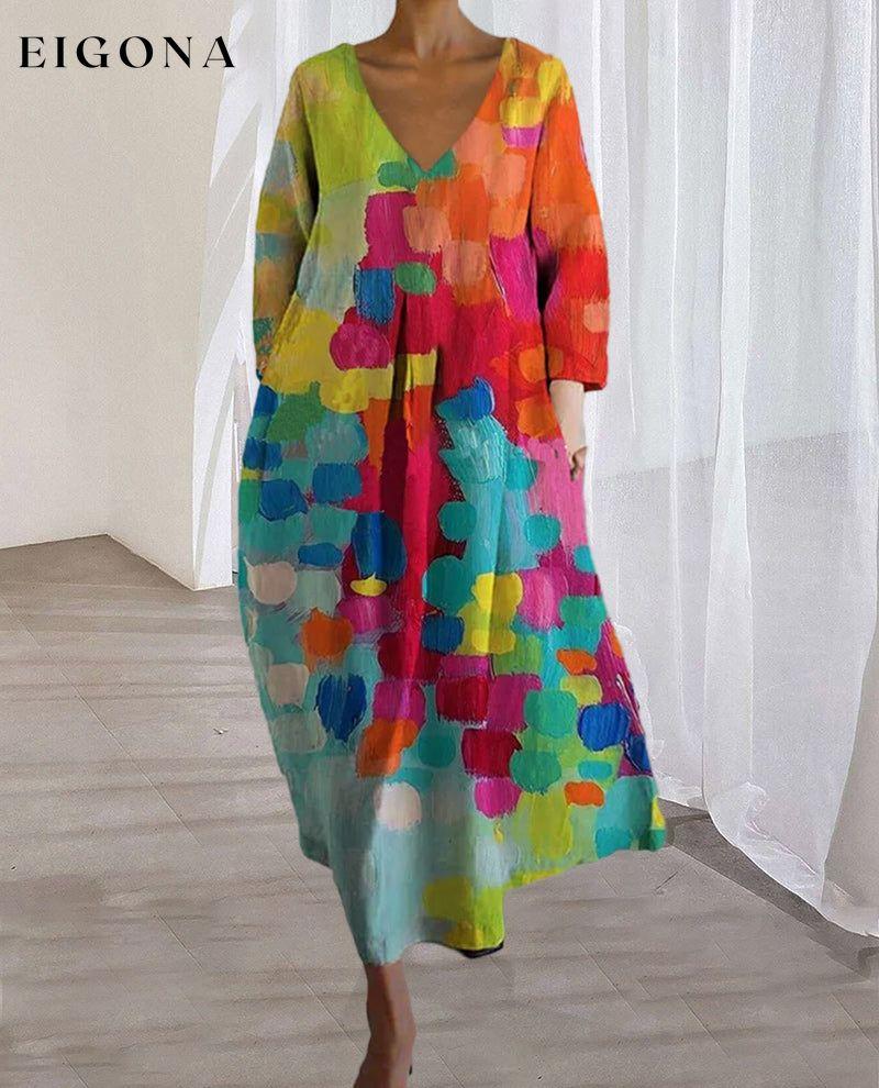 Colorful print v-neck dress 2023 f/w 23BF casual dresses Clothes Dresses spring summer