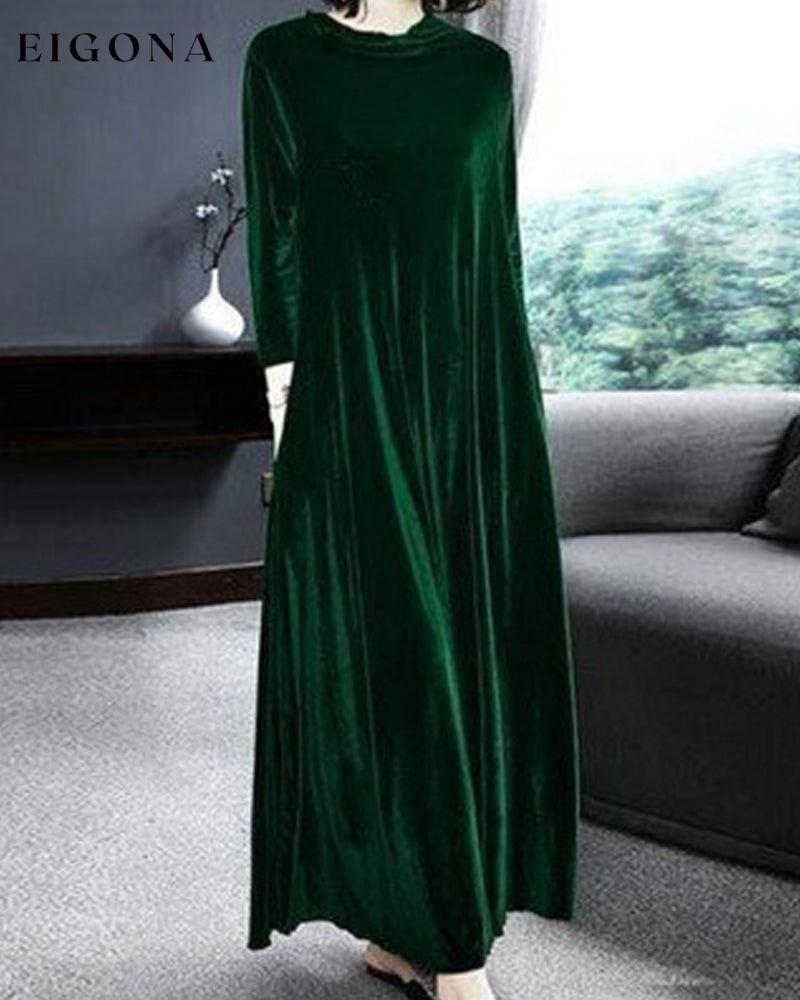 Long sleeve velvet dress Green 2022 F/W 23BF Casual Dresses Clothes Dresses
