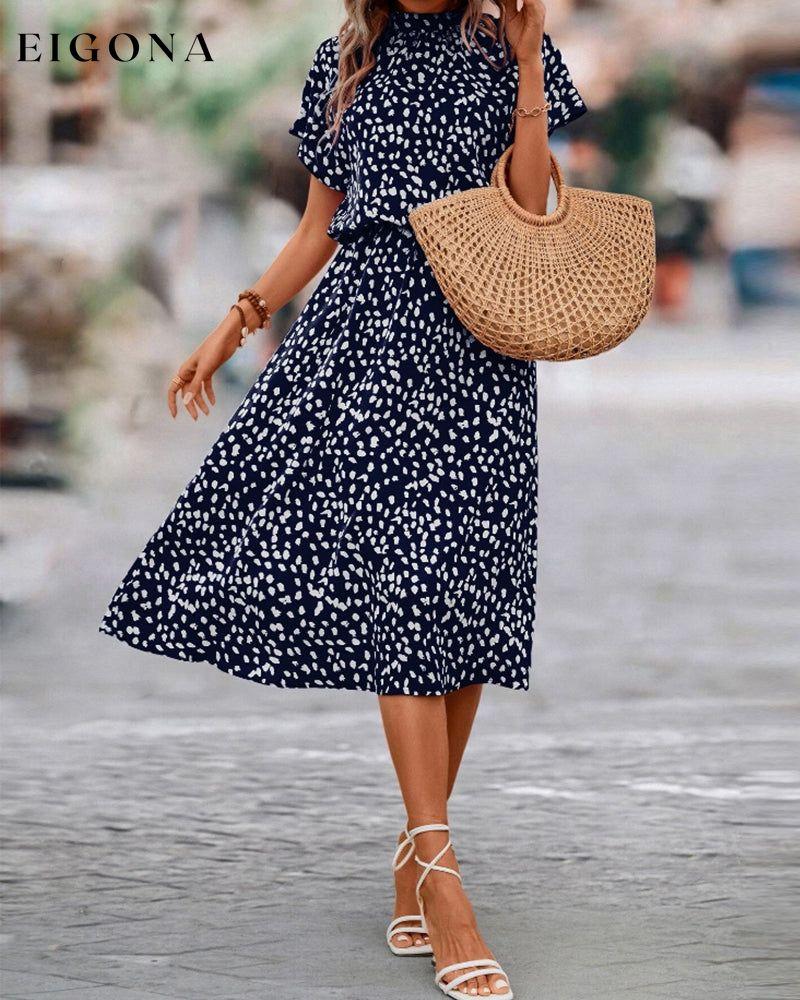 Dalmatian Print Short Sleeve Dress 23BF Casual Dresses Clothes Dresses Spring Summer