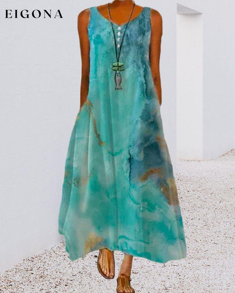 Abstract Print Sleeveless Maxi Dress 23BF Casual Dresses Clothes Dresses Summer