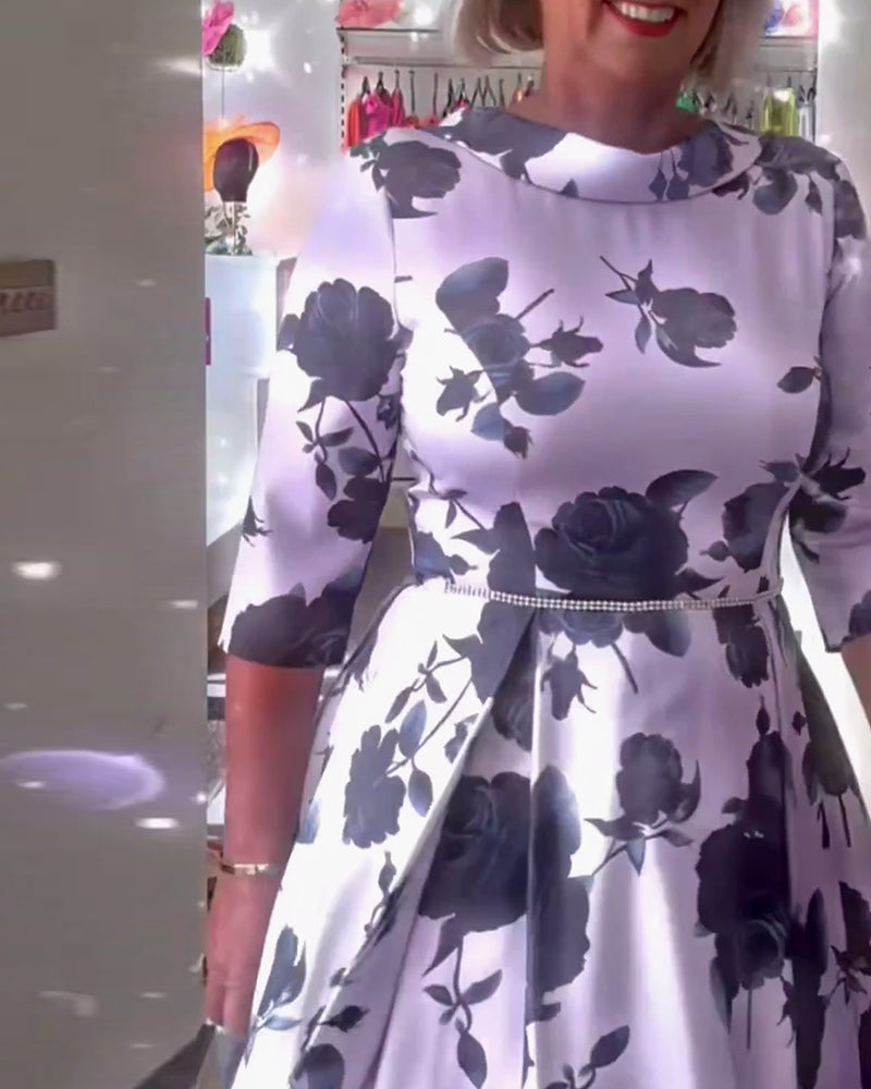 Floral print elegant swing dress 202466 casual dresses spring summer