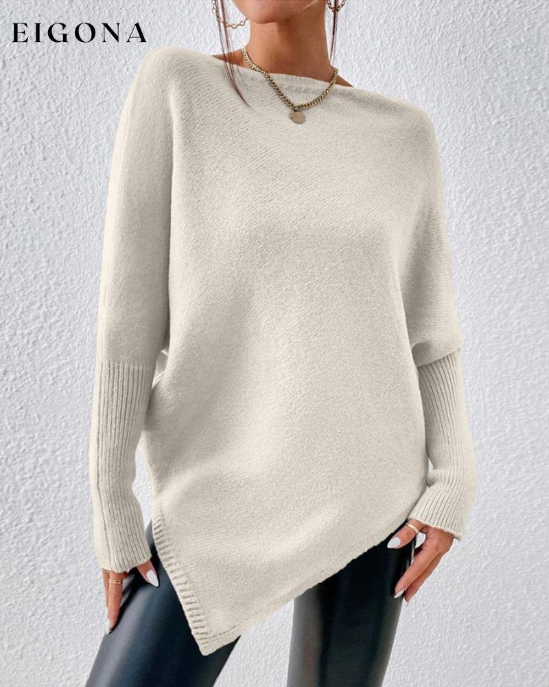 Solid Color Sweater with Irregular Hem 2023 f/w 23BF clothes discount spring Sweaters sweaters & cardigans Tops/Blouses
