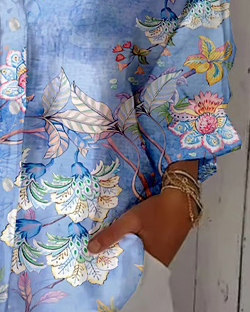 Fashion Printed Spread Collar Shirt