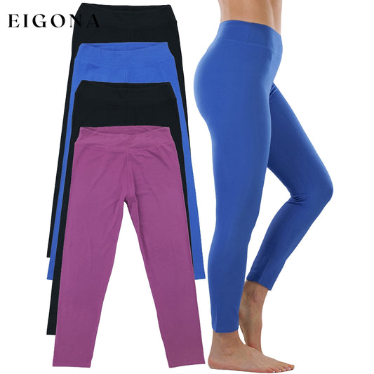 4-Pack: Women's Full Length High Waisted Stretchy Microfiber Leggings Bright __stock:100 bottoms refund_fee:1800