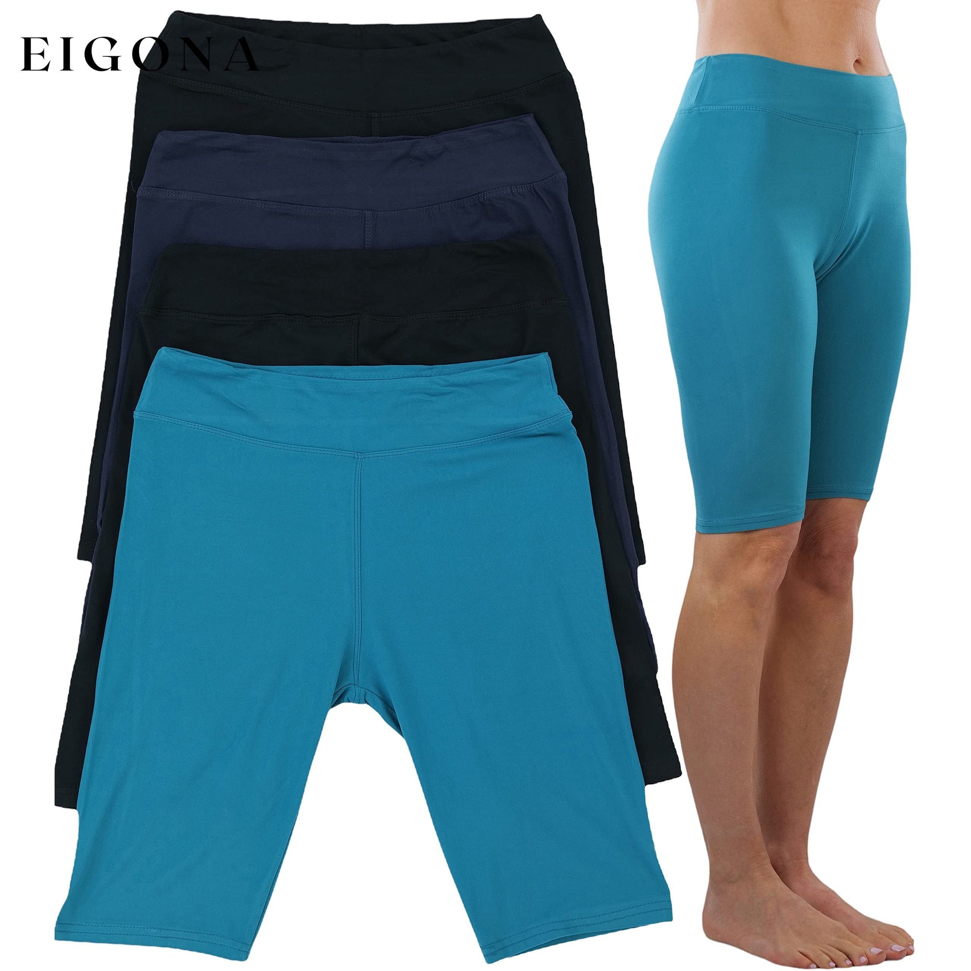 4-Pack: Women's Knee Length High Waisted Stretchy Microfiber Leggings Blue __stock:100 bottoms refund_fee:1200