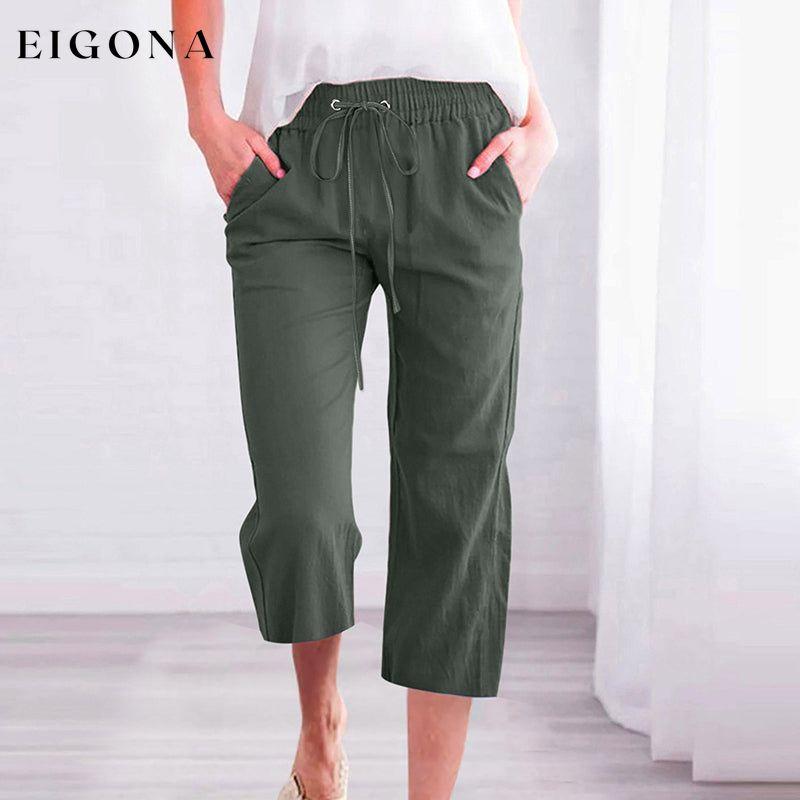 【Cotton And Linen】Solid Color Casual Pants Army Green best Best Sellings bottoms clothes Cotton And Linen pants Plus Size Sale Topseller