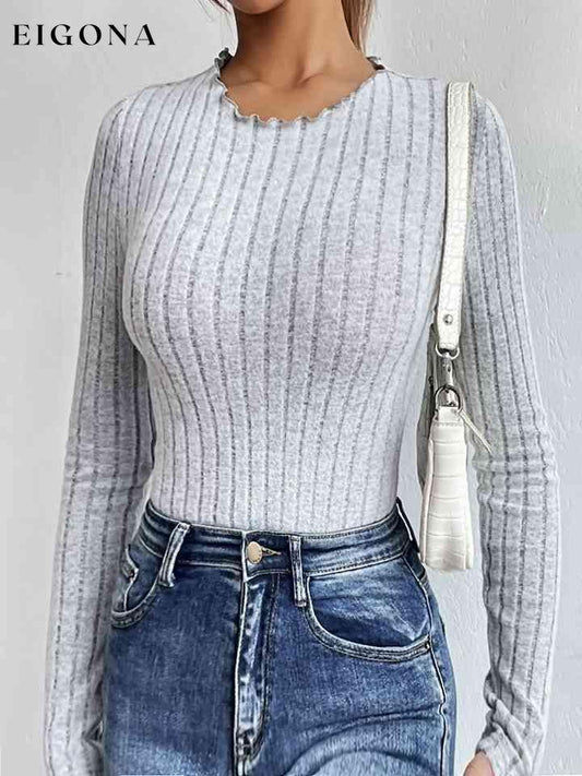 Long Sleeve Round Neck Bodysuit Cloudy Blue bodysuit bodysuits clothes long sleeve long sleeve bodysuit long sleeve shirts M@Y Ship From Overseas Shipping Delay 09/29/2023 - 10/04/2023 shirt shirts top tops