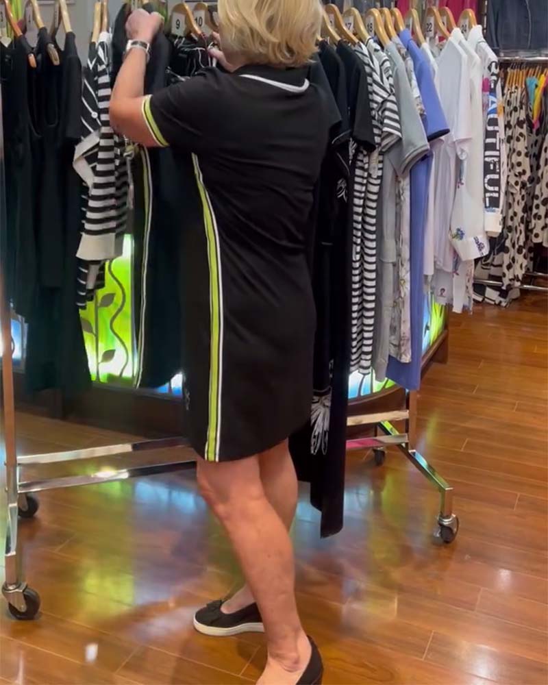 Lapel Contrast Tie Shift Dress