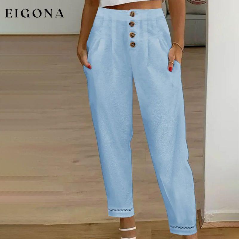 Lace Patchwork Casual Trousers Sky Blue best Best Sellings bottoms clothes pants Sale Topseller