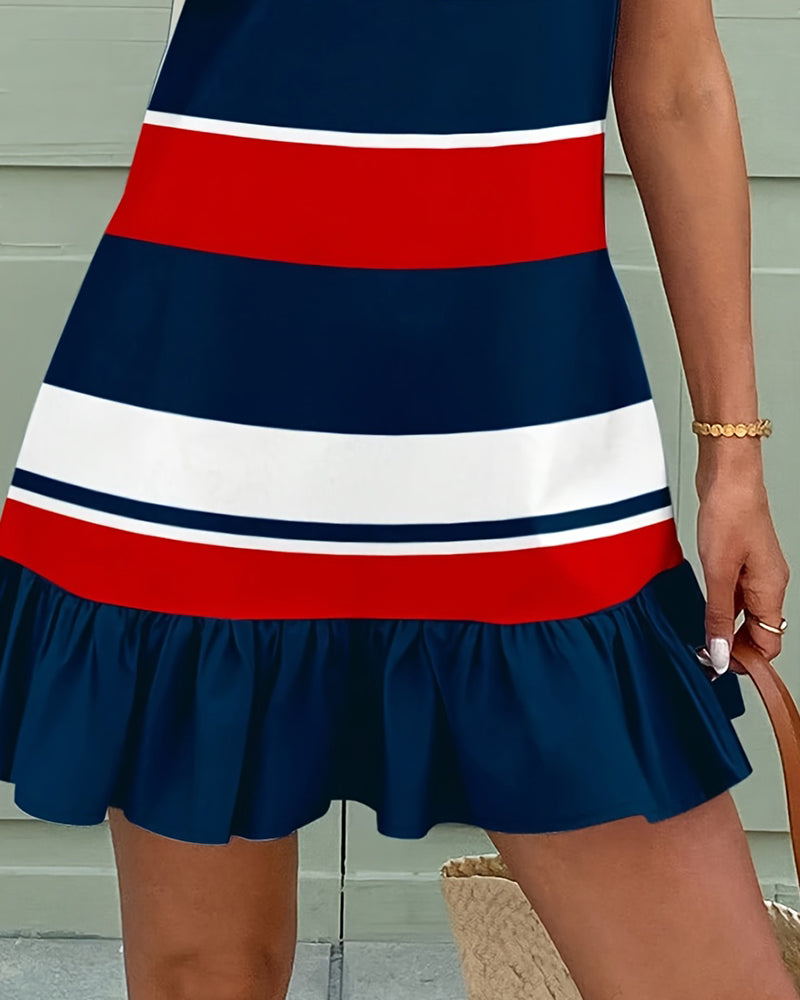 Striped Sleeveless A-Line Dresses