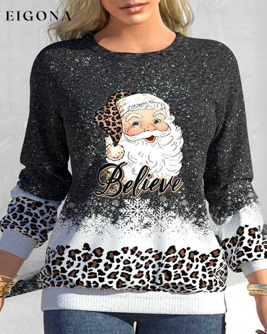 Santa and leopard print sweatshirt 2023 f/w 23BF cardigans christmas Clothes hoodies & sweatshirts sweatshirts Tops/Blouses