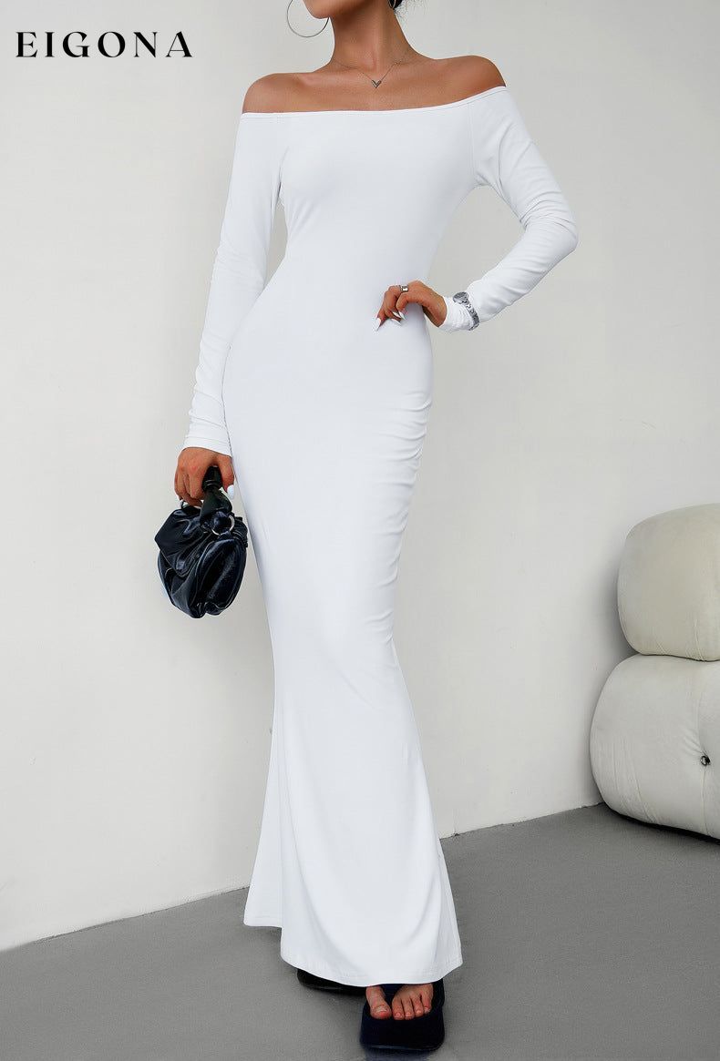 Off-Shoulder Long Sleeve Casual Maxi Dress White casual dress casual dresses clothes DY maxi dress maxi dresses Ship From Overseas