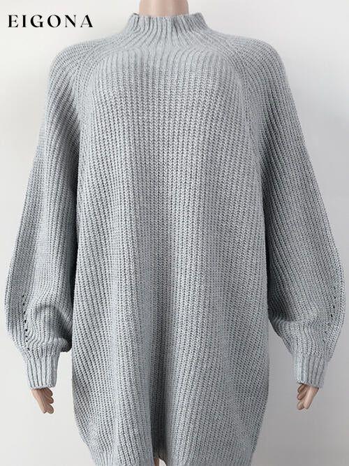 Turtleneck Long Sleeve Dropped Shoulder Sweater Dress casual dresses clothes dress dresses long sleeve dress long sleeve dresses S.X Ship From Overseas Sweater sweaters