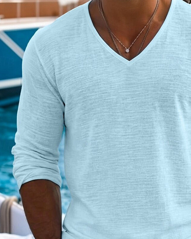 Men's V-Neck Long Sleeve Top