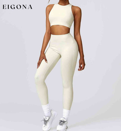Cutout Cropped Sport Tank and Leggings Set activewear Activewear sets clothes Ship From Overseas Z&C