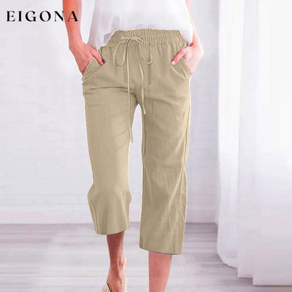 【Cotton And Linen】Solid Color Casual Pants Khaki best Best Sellings bottoms clothes Cotton And Linen pants Plus Size Sale Topseller