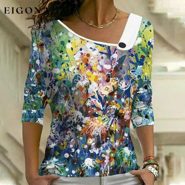Colorful Floral Print T-Shirt best Best Sellings clothes Plus Size Sale tops Topseller