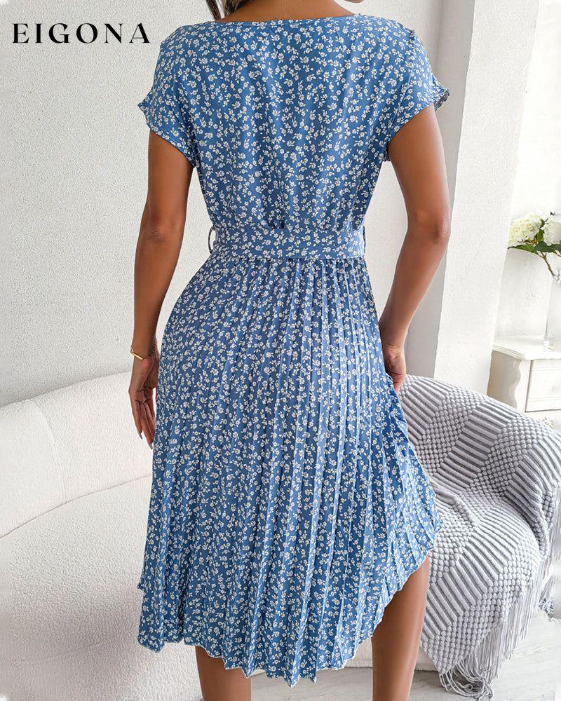 Short sleeve floral print tie dress 23BF Casual Dresses Clothes Dresses Summer