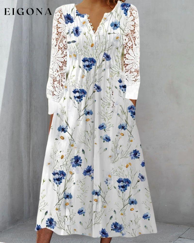 Lace Dress with Floral Print 23BF Casual Dresses Clothes Dresses SALE Spring Summer