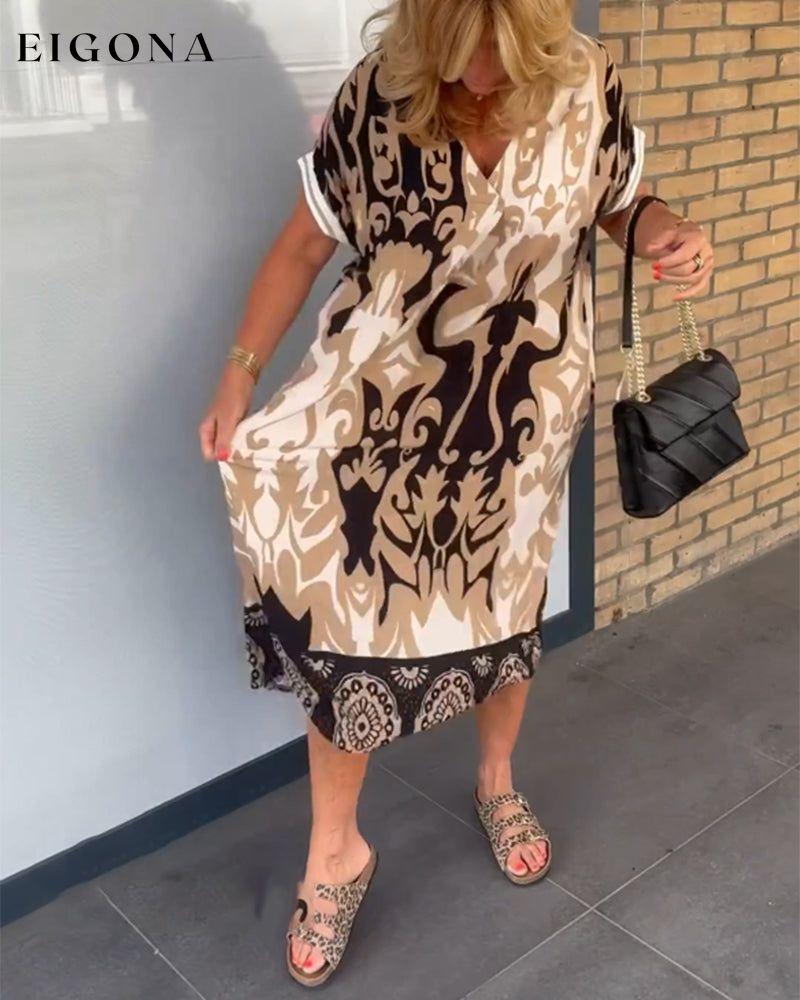 V-neck Geometric Print Dress 23BF Casual Dresses Clothes discount Dresses Spring Summer