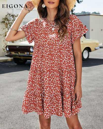 Short Sleeve Dress in Floral and Leopard Print Casual Dresses Clothes Dresses SALE Summer