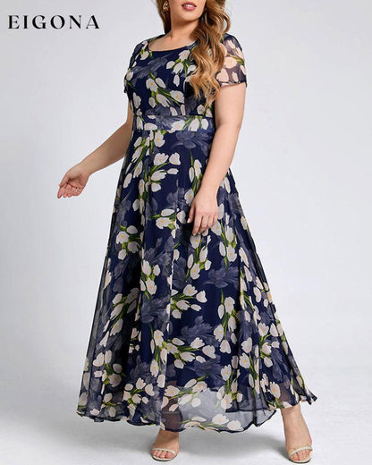 Floral print short sleeve a line dress 23BF Casual Dresses Clothes Dresses Summer