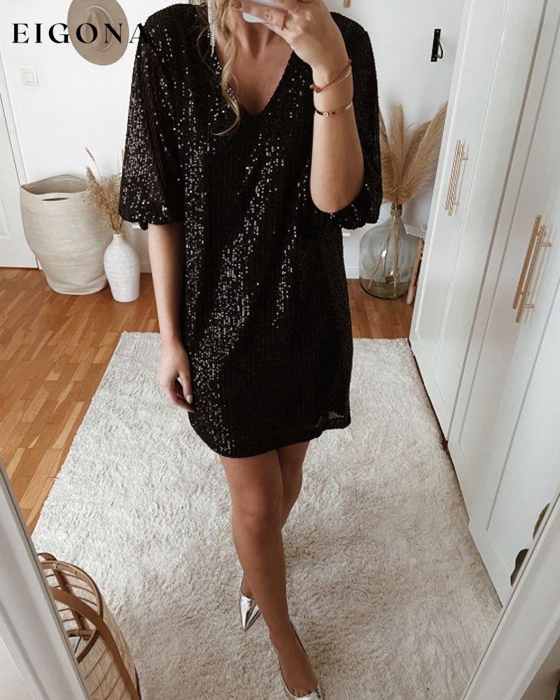 Sequin V-neck party Dress 2023 f/w 23BF Christmas Clothes Dresses Evening Dresses party dresses