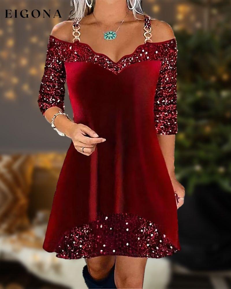 Off-the-shoulder sequin dress 2023 F/W 23BF Clothes Dresses Evening Dresses Party Dresses