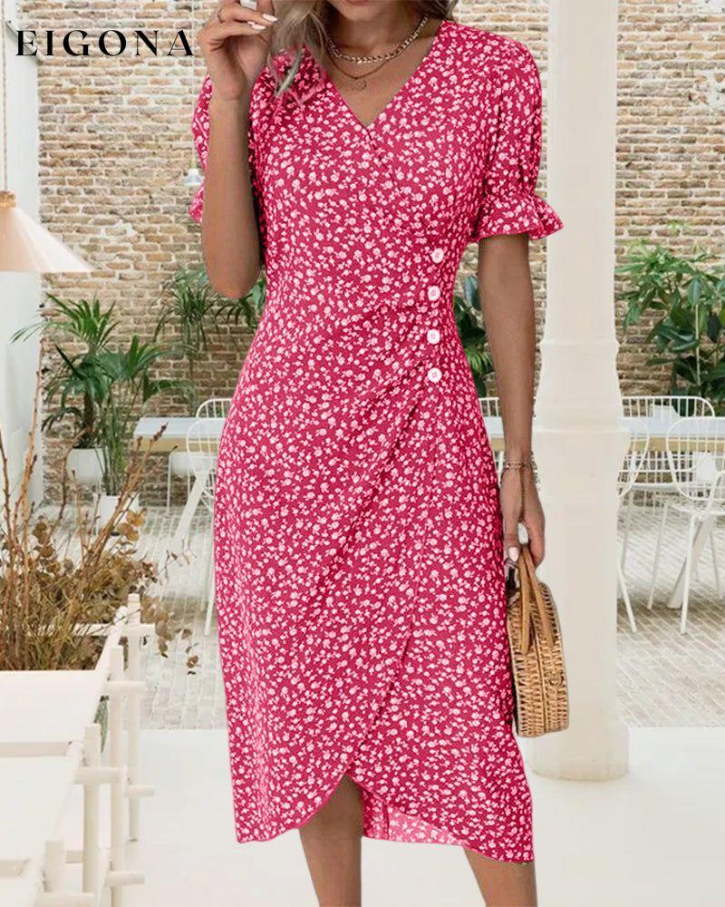 Floral print button short sleeve dress 23BF Casual Dresses Clothes Dresses SALE Summer