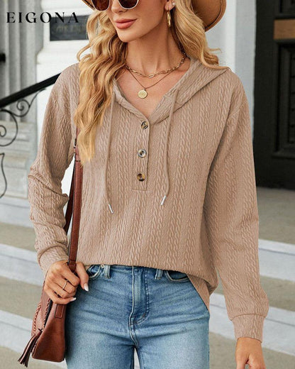Solid color hoodie with buttons Khaki 2022 F/W 2023 F/W 23BF cardigans Clothes discount Hoodies & Sweatshirts Spring Tops/Blouses