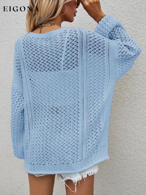 Openwork Button Front Cardigan cardigan cardigans clothes Ship From Overseas sweater sweaters X.W