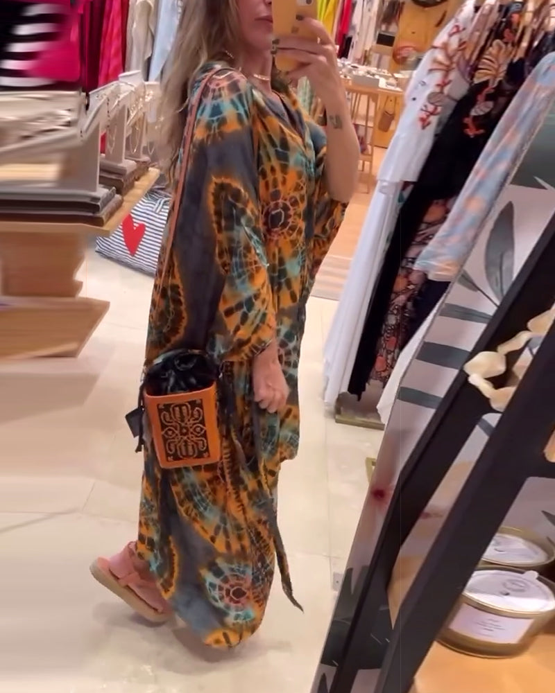 Irregular V-Neck Tie Waist Dress