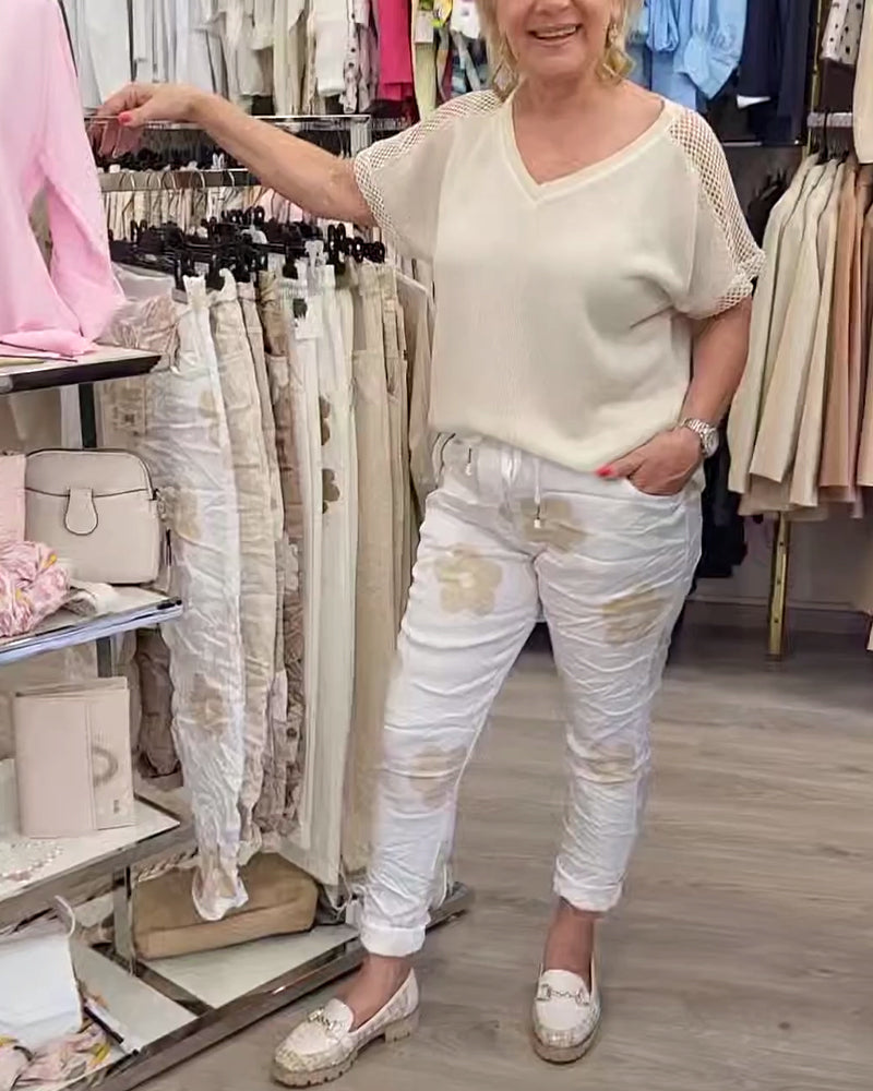 Pantaloni casual con coulisse e stampa