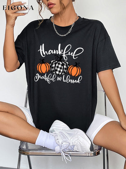 Round Neck Short Sleeve Fall Thanksgiving Season Graphic T-Shirt clothes E@M@E graphic t shirts Ship From Overseas Shipping Delay 09/29/2023 - 10/01/2023 shirt shirts short sleeve short sleeve shirt t shirts thanksgiving top tops trend