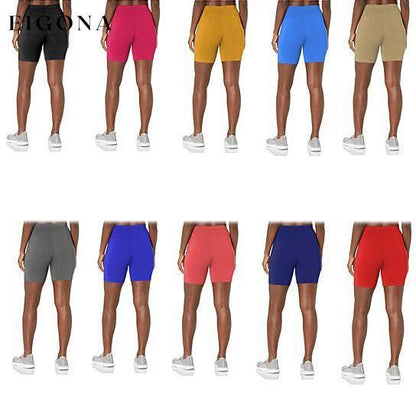 5-Pack: Women's Solid Slim Fit Comfy Stretchy Elastic Waistband Biker Shorts bottoms refund_fee:1200
