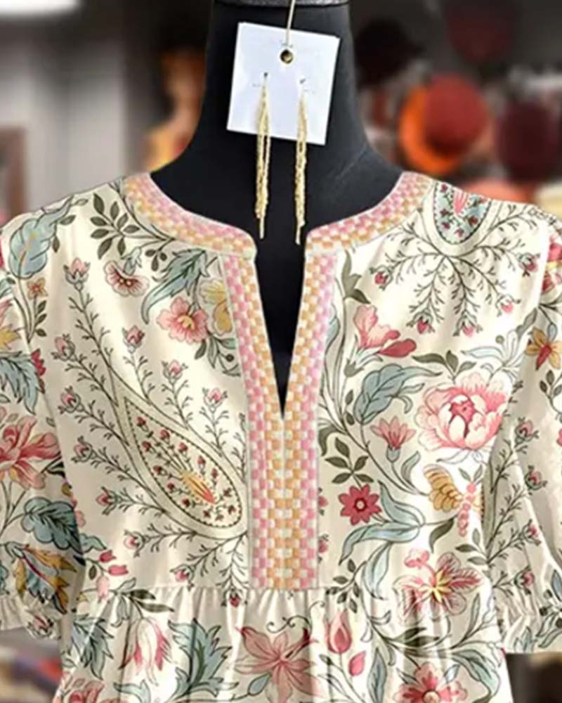Bubble Short-Sleeve Printed Doll Blouse