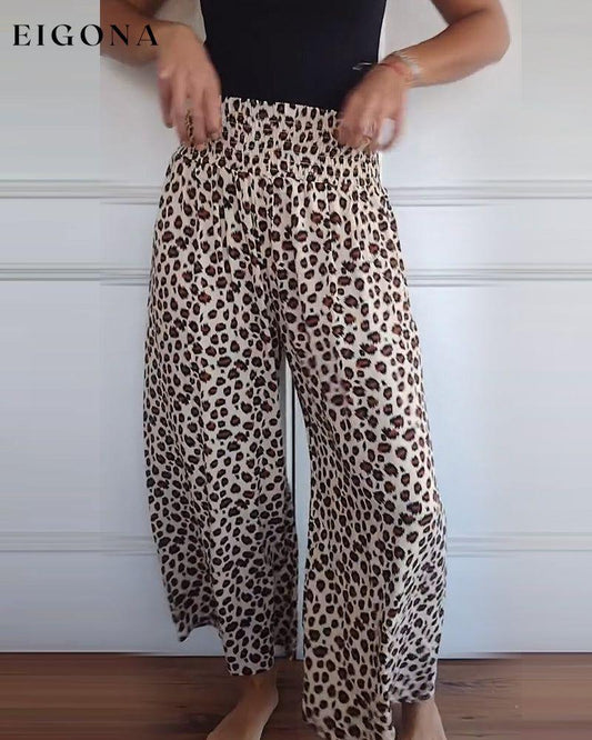 Leopard print casual wide leg pants pants spring summer