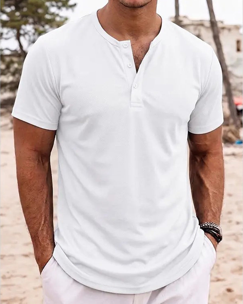 Men's Minimalist Henley Short Sleeve T-Shirt