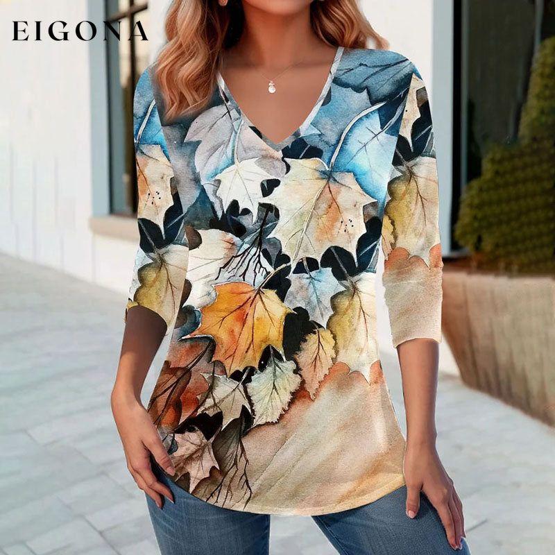 Vintage Leaf Print T-Shirt best Best Sellings clothes Plus Size Sale tops Topseller